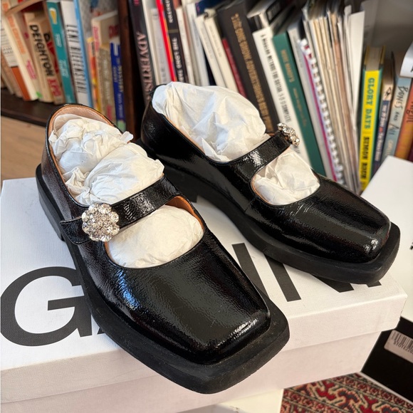Ganni Mary Jane Flats with Crystal Embellishment - Picture 5 of 13